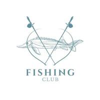 Set of vintage fishing emblems, labels, badges, logos. Layered, separate text, isolated on a white background vector