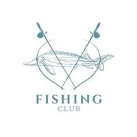 Set of vintage fishing emblems, labels, badges, logos. Layered, separate text, isolated on a white background vector