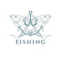 Set of vintage fishing emblems, labels, badges, logos. Layered, separate text, isolated on a white background vector