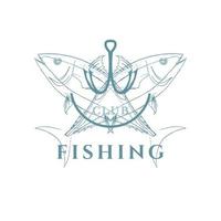 Set of vintage fishing emblems, labels, badges, logos. Layered, separate text, isolated on a white background vector