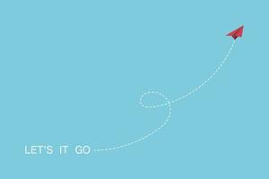 Lets it go, a red paper plane flying different way from white paper planes. Business concept minimalist style. vector