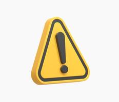 3d Realistic Triangle Warning Icon vector Illustration