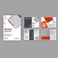 Annual report layout design business bifold brochure, minimalist layout style use for company profile and portfolio or flyer design. Leaflet presentation and catalog design vector