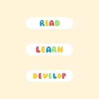 Read Learn Develop Background, Hand Drawn Words. Education and study, vector illustration in flat style