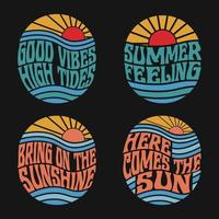 diseño de camiseta retro de tipografía de vibraciones de verano vector