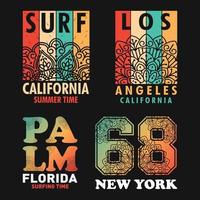 camiseta mandala verano california playa surf vector