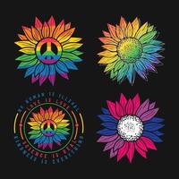 Sunflower Gay Pride Rainbow T-shirt vector
