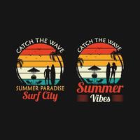 diseño de camiseta de surf de playa de verano de california vector