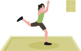 The girl is stretching her body for fitness. vector