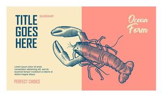 shrimp label design vector