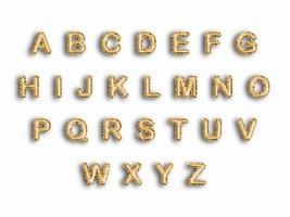 Metallic Gold Text Balloons, golden letter alphabet, vector illustration