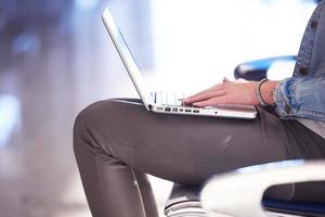 student girl with laptop computer photo