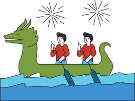 The boys have participated in the Dragon Boat Race. vector