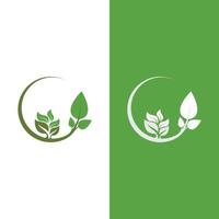 logotipos de la ecología de la hoja del árbol verde vector