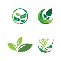 Logos of green Tree leaf ecology vector