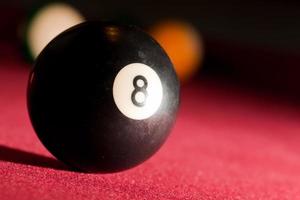 Billards pool or snooker game. The black eight ball. photo
