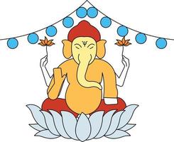 Ganesh is one of the deities of the Hindu religion. vector