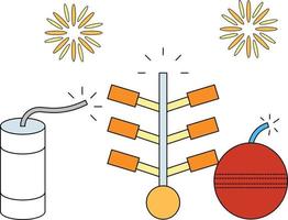 estos son fuegos artificiales de diwali. vector