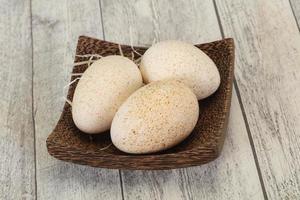 Three big raw turkey egg photo