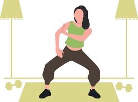 The girl is posing for exercise. vector