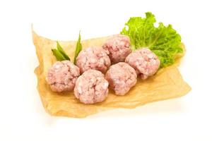 Homemade raw pork minced meatball for cooking photo