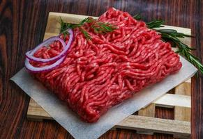 Raw beef minced meat photo