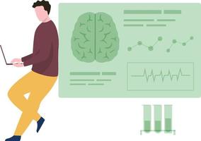 el niño está trabajando en el análisis del cerebro. vector