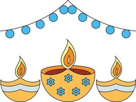 la celebración de diwali con diya está incompleta. vector