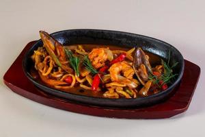 Seafood pasta pan photo