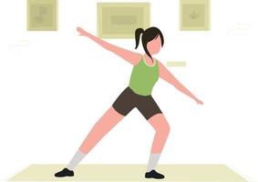 The girl is exercising with her arms. vector