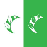 logotipos de la ecología de la hoja del árbol verde vector