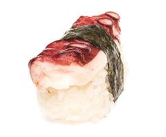 Japanese sushi with meat octopus on a white background photo