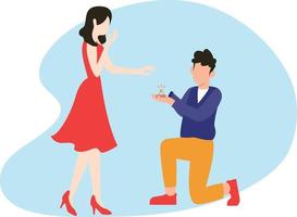 The boy proposed to the girl with the ring. vector