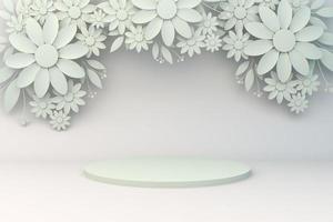 Etapa de ilustración de representación 3D sobre fondo de flores. foto