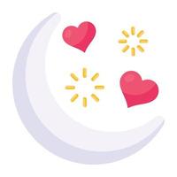 A visually appealing flat icon of romantic night vector