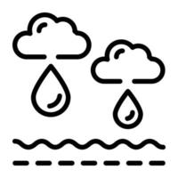 Hand drawn editable icon of a rain vector