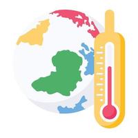 termómetro con globo terráqueo dando significado al calentamiento global vector