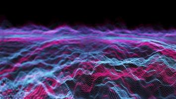 Futuristic abstract line blue magenta element balls waveform oscillation, visualization wave technology digital surface particles stars photo