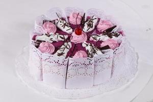 Cake with cream flowers photo
