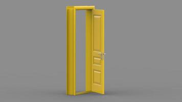 Creative illustration of open, closed door, entrance realistic doorway isolated on background 3d photo