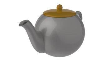 white ceramic teapot for drinking tea 3d render illustration photo