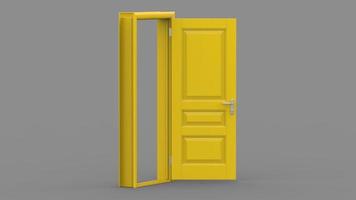 Set of different yellow door isolated 3d illustration render on empty background photo