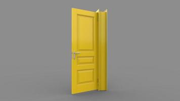 Set of different yellow door isolated 3d illustration render on empty background photo