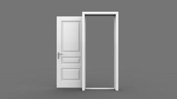 Creative illustration of open, closed door, entrance realistic doorway isolated on background 3d photo