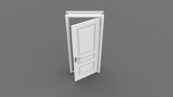 Creative illustration of open, closed door, entrance realistic doorway isolated on background 3d photo