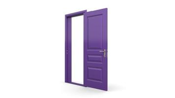 Set of different purple door isolated 3d illustration render on white background photo