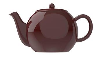 isolated cute red teapot ceramic for tea time 3d illustration render beverage photo