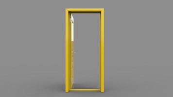 Creative illustration of open, closed door, entrance realistic doorway isolated on background 3d photo