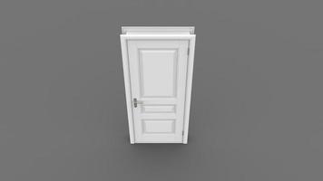 white door Creative illustration of open, closed door, entrance realistic doorway isolated on background 3d photo