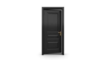 puerta negra ilustración creativa de puerta abierta, cerrada, puerta de entrada realista aislada en el fondo 3d foto